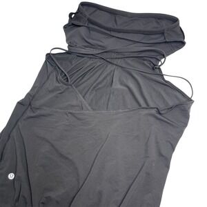 Lululemon Mini Dress Women's Size 10 Black Athletic Strappy Back Strapless Sheer